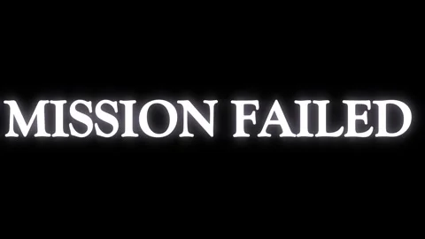 White text reading Mission Failed appearing on a black background with a bright 스톡 동영상 346338314
