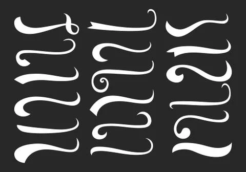 White text tails isolated vector design elements set Stock Illustration