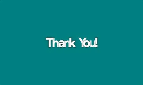 White text thank you with shadow effect in flat blue background. Illustrazione stock