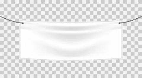 White textile banner on transparent background, vector illustration Stock Illustration