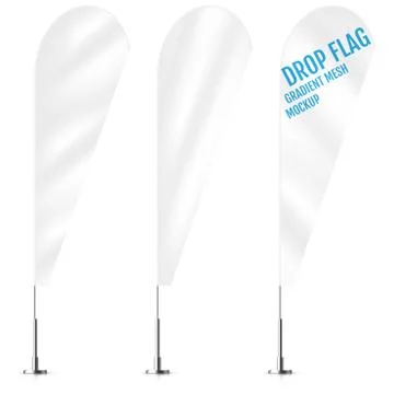 White textile drop banner flags. Banner flag mockups set. Drop concept.  Set  Stock-Illustration