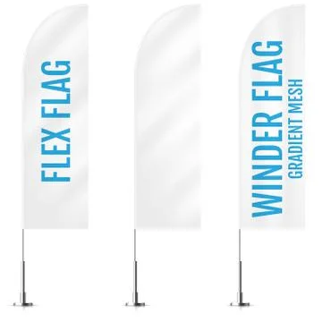 White textile flex or winder banner flags. Banner flag mockups set. Set of ve Stock-Illustration