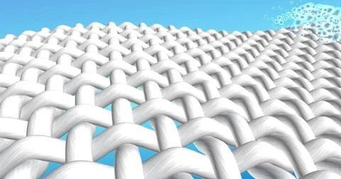 White textile network wave 3d rendered illustration Fabrics fibers interwe... Fotos de archivo