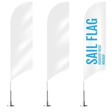 White textile sail banner flags. Banner flag mockups set. Sail concept.  Set  Stock Illustration