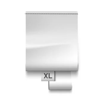 White textile several loop labels sewn vertically, vector realistic cloth fabric Stock Illustration