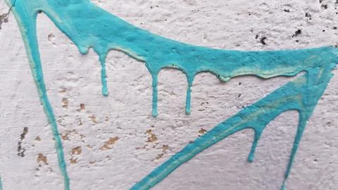 White texture with light blue paint drips and strokes Stock Photos