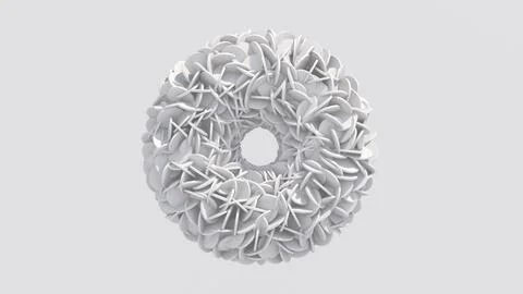 White textured circle shape. Abstract monochrome illustration, 3d render. Stock Illustration