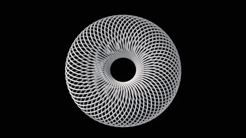 White textured circle shape. Black background. Abstract animation, 3d render. Stock Footage 238929484