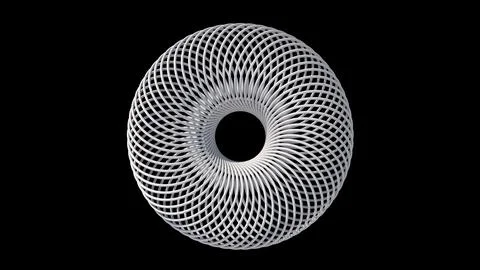 White textured circle shape. Black background. 3d render. Stock Illustration