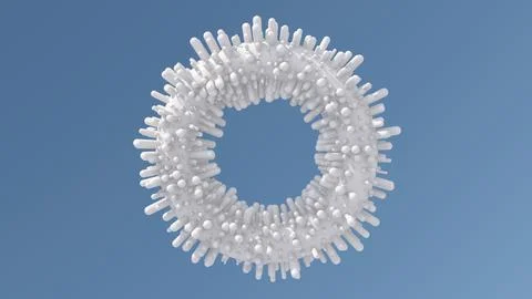 White textured circle shape. Blue background. 3d render. Stock Illustration