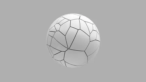 White textured sphere. Broken surface. White background. 3d render. Stock Illustration