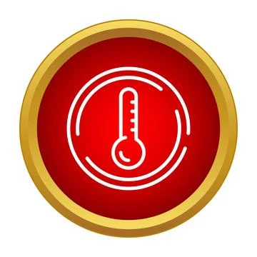 White thermometer icon indicating high temperature Stock Illustration