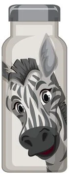 A white thermos bottle with zebra pattern Stock Illustration