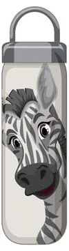 A white thermos bottle with zebra pattern Stock Illustration