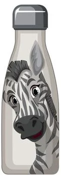 A white thermos bottle with zebra pattern Stock Illustration