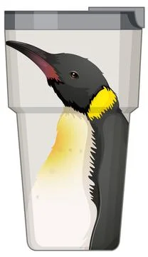 A white thermos flask with penguin pattern Stock Illustration
