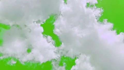White thick clouds float in the sky on a green chroma key Stock Footage 197430212