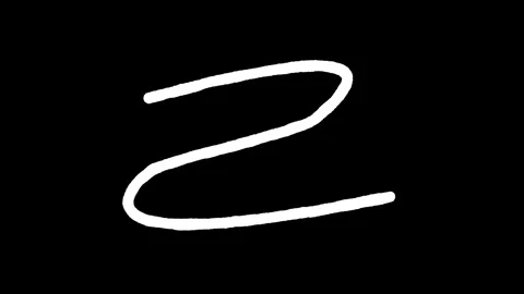 White thick line drawing capital letter z or number two on black background.. Stock Footage 333032315