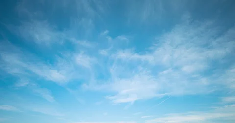 White Thin Clouds in Blue Sky in Summer (Time-Lapse) Stock Footage 313518672