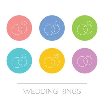 White thin line vector wedding rings Illustrazione stock