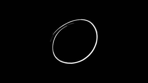 White Thin Round Circle Hand Drawn Animation Loop. Brush Stroke Stock Footage 337630474