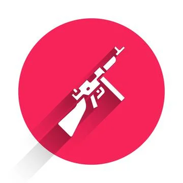 White Thompson tommy submachine gun icon isolated with long shadow. American Stock Illustration