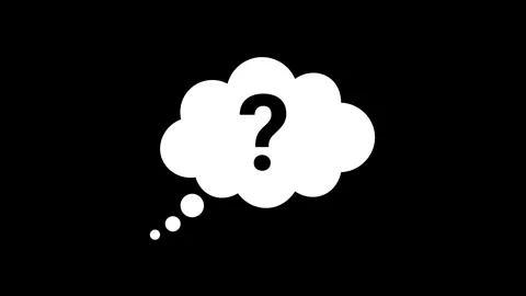 White Thought Bubble Animation Revealing Question Mark On Black Background Stock Footage 344619638