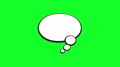 White thought bubble with black outline on a vibrant green chroma key backg.. Stock Footage 346725085