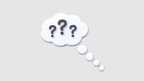 White thought bubble cloud featuring several question marks, representing t.. Stock Footage 303055018