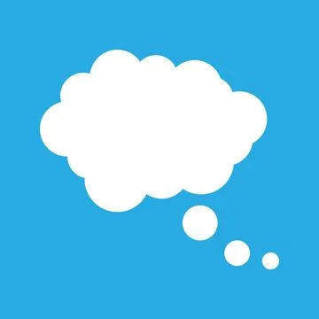 White thought cloud bubble on blue background Stock Illustration