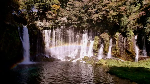 White Thread Falls and Rainbow Stock Footage 332976834