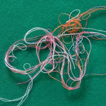 White thread isolated on white background. Rope, wool, knitting homemade Stock-Fotos