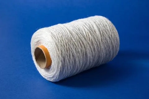 White thread isolated on white background. Rope, wool, knitting homemade Stock Photos