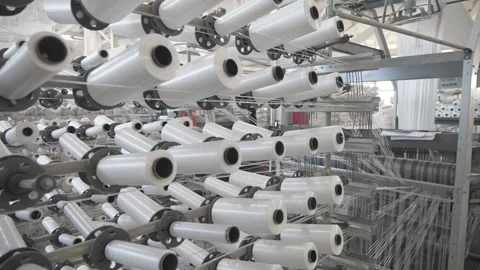 White threads for the loom Stock Footage 232869685
