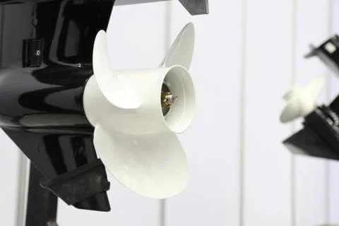 White three blade of marine engine for speed boat Foto stock