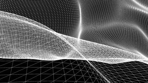 White three-dimensional grid moves slowly on a black background. abstract animat Video stock 118328485
