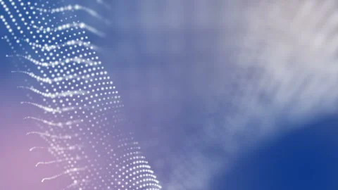  white three-dimensional round particles slowly fly on a light blue background.  Stock Footage 95069890