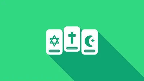 White Three tarot cards icon isolated on green background. Magic occult set of Stock Footage 147153299