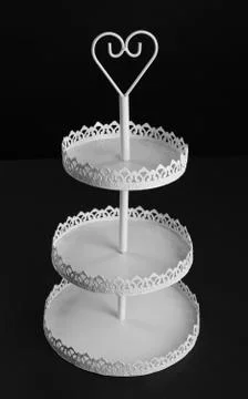 White three tier serving tray Stock Photos