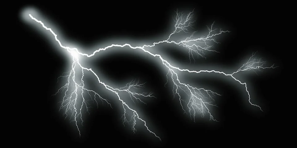 White thunder on black background Stock Illustration