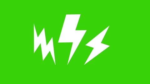White Thunder Bolt Animation with Vibrating Effect on Green Screen Backgrou.. Stock Footage 309686192