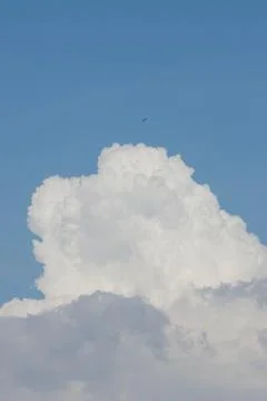 White thunderclouds in blue sky. summer cumulus clouds before rain. Beautiful Stock Photos