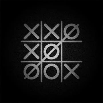 White Tic tac toe game on black denim texture vector concept design illustrai Stock Illustration