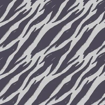 White tiger animalistic seamless pattern with stripes and spots, trendy anima Stock Illustration