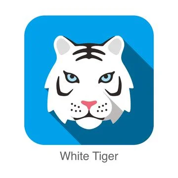White Tiger, Cat breed face cartoon flat icon design Stock Illustration