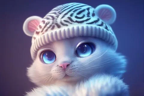 White Tiger Cub Winter イラスト素材