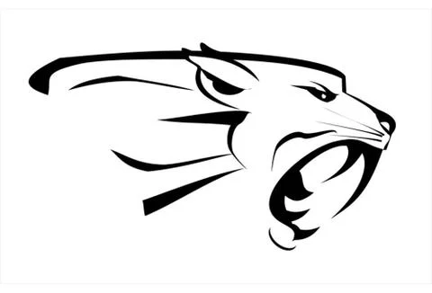 White tiger head, roaring Stock Illustration