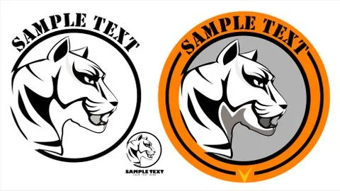 White tiger over the circle Stock Illustration