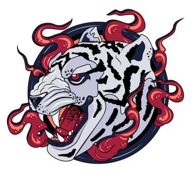 White tiger print logo Illustrazione stock
