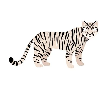 White tiger. Vector illustration on a white background. Stock Illustration